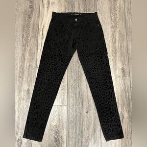 Zara Leopard Animal Print Stretch Skinny Black Jeans Size 4 W 27